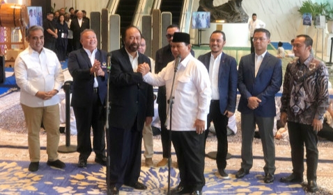 Temui Surya Paloh di NasDem Tower, Prabowo: Saya Mengajak, Menawarkan